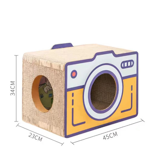 Cat Cardboard House with 2 Story Scratch Pads Cat Play House for Indoor Cats Corrugated Scratcher Box Cat Scratching Toy