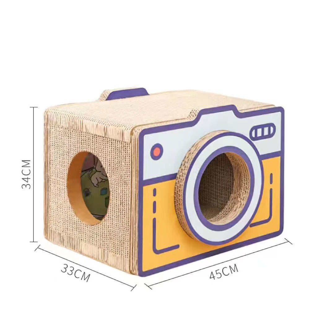 Cat Cardboard House with 2 Story Scratch Pads Cat Play House for Indoor Cats Corrugated Scratcher Box Cat Scratching Toy