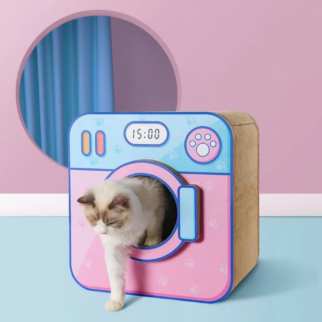 Cat Cardboard House with 2 Story Scratch Pads Cat Play House for Indoor Cats Corrugated Scratcher Box Cat Scratching Toy