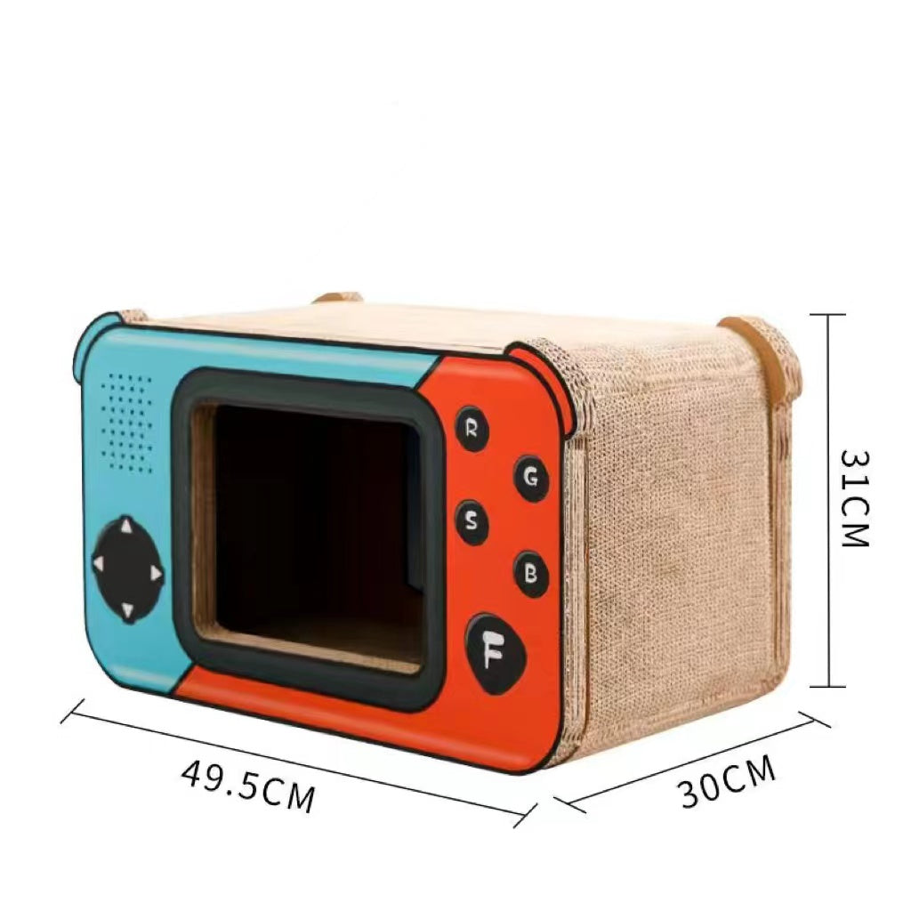 Cat Cardboard House with 2 Story Scratch Pads Cat Play House for Indoor Cats Corrugated Scratcher Box Cat Scratching Toy