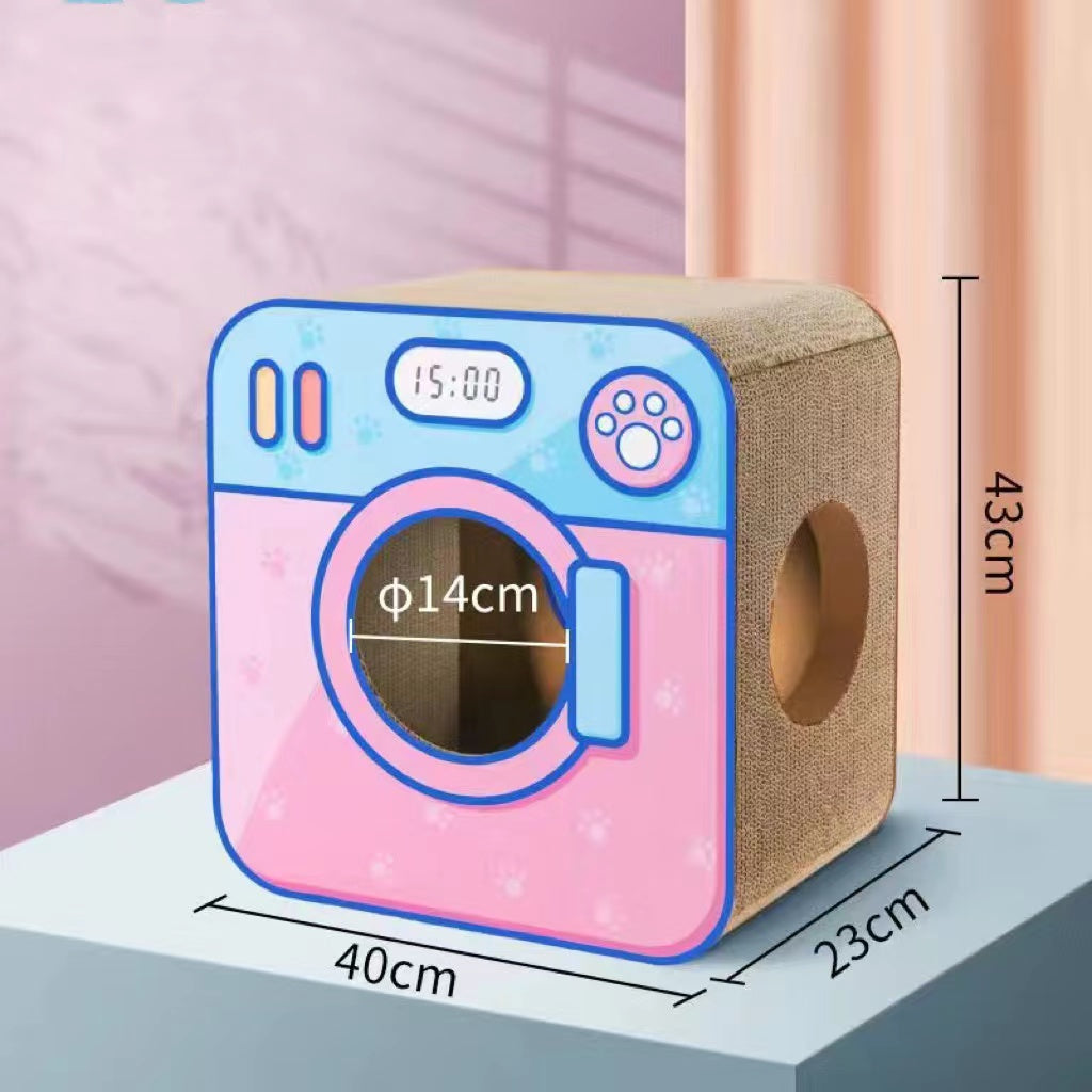 Cat Cardboard House with 2 Story Scratch Pads Cat Play House for Indoor Cats Corrugated Scratcher Box Cat Scratching Toy