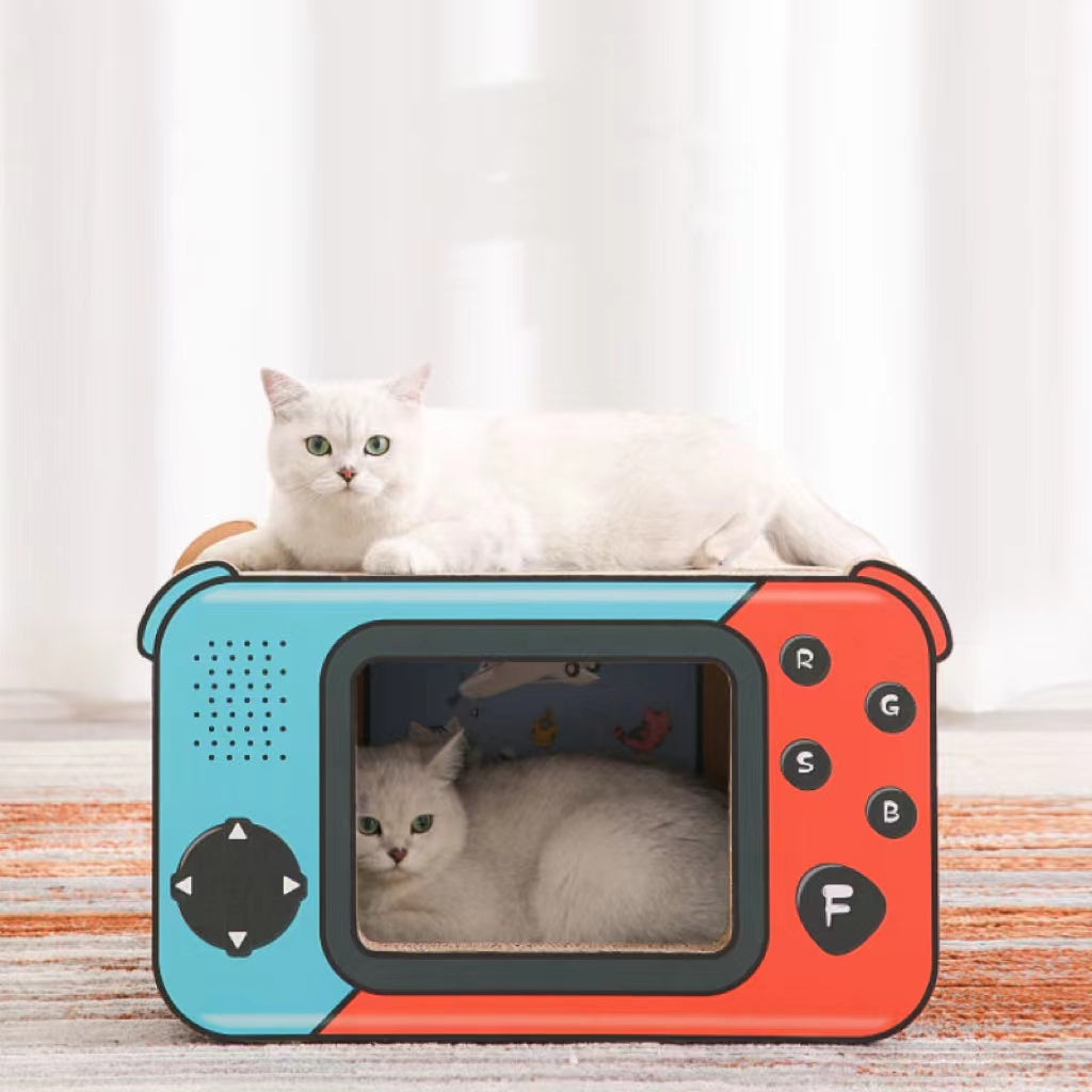 Cat Cardboard House with 2 Story Scratch Pads Cat Play House for Indoor Cats Corrugated Scratcher Box Cat Scratching Toy