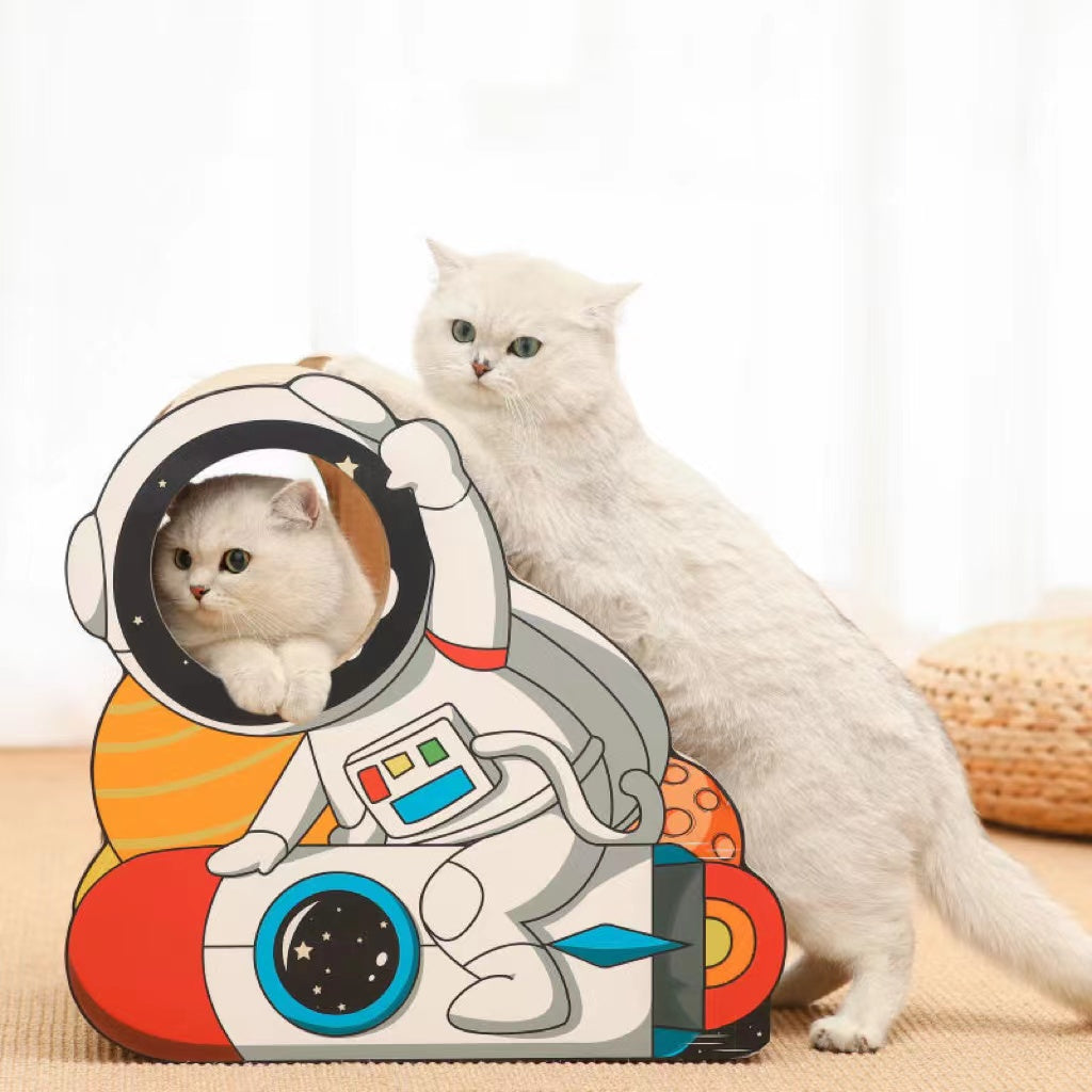 Cat Cardboard House with 2 Story Scratch Pads Cat Play House for Indoor Cats Corrugated Scratcher Box Cat Scratching Toy