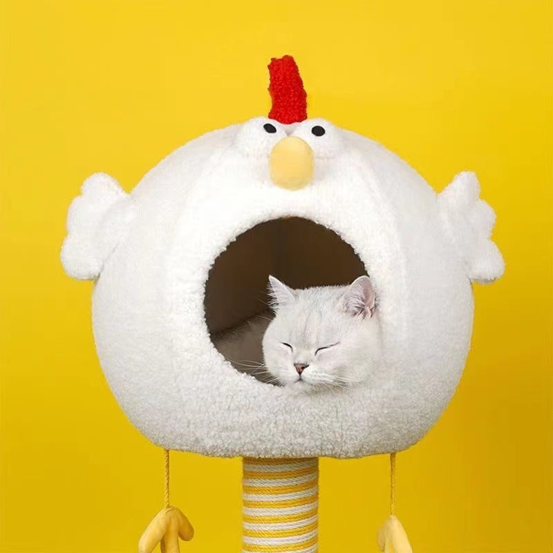Chick-shaped cat bed