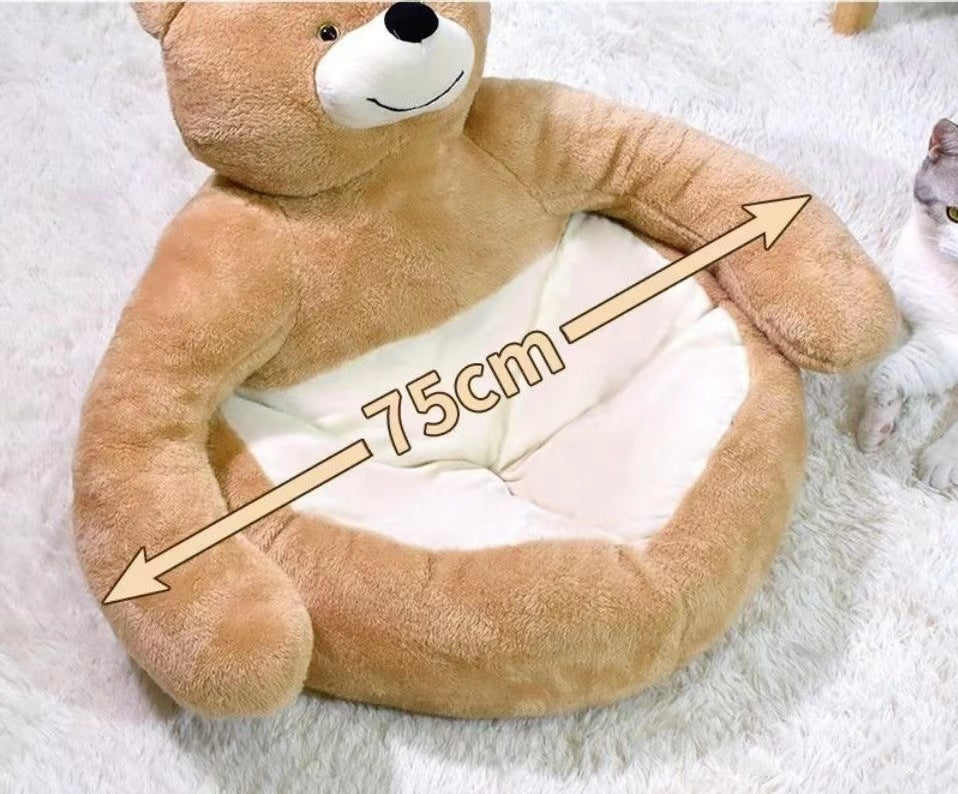 Soft Pet Bed Winter Warm Cute Bear Hug Cat Sleeping Mat Plush Cushion Sofa