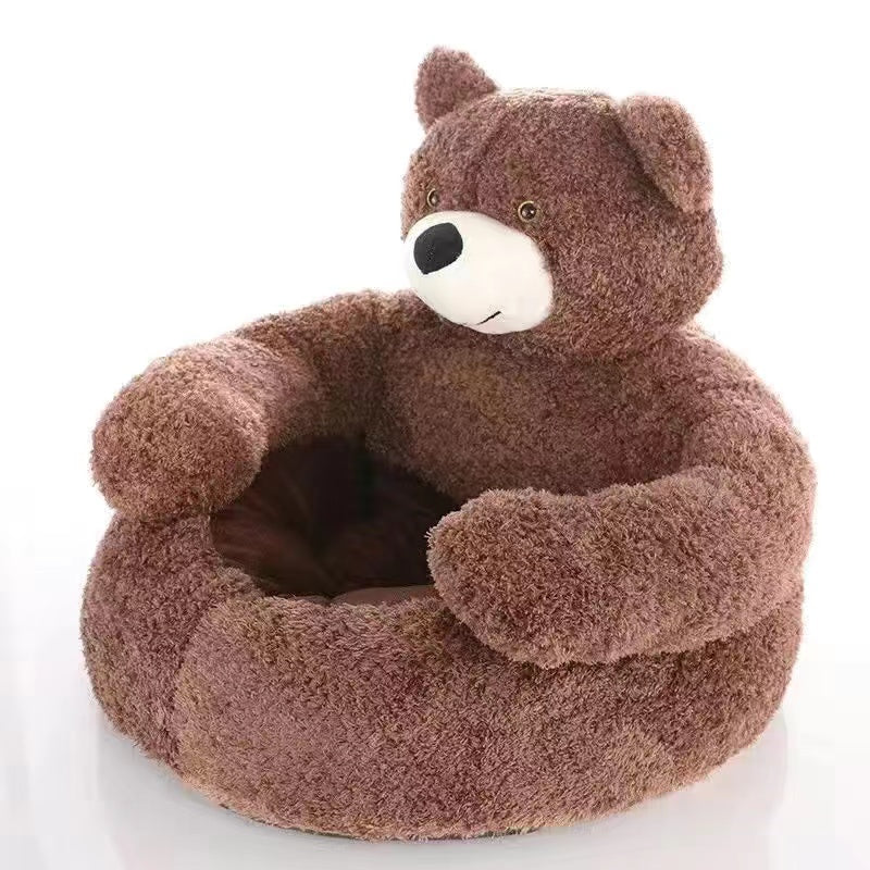 Soft Pet Bed Winter Warm Cute Bear Hug Cat Sleeping Mat Plush Cushion Sofa